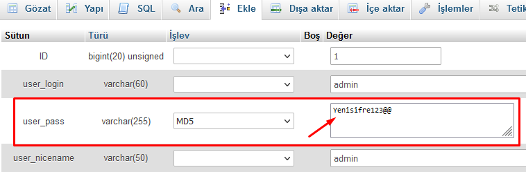 WordPress Admin Şifresi Değiştirmek cPanel